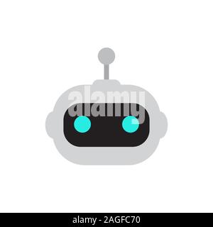 Roboter-Symbol. Bot sign Design. Chatbot symbol Konzept. Moderne Wohnung Stil Zeichentrickfigur Abbildung. Auf weissem Hintergrund Stock Vektor