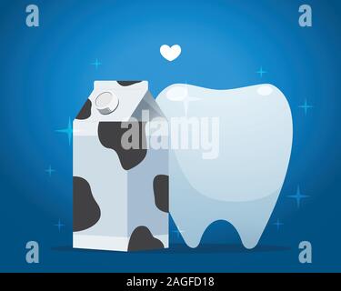 Die Milch, und der Zahn. Isolierte Vector Illustration Stock Vektor