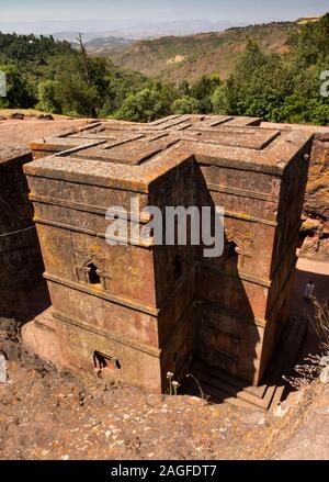 Äthiopien, Amhara-region, Lalibela, Wette Giyorgis, St George's Lailibela ist nur aufgedeckt Fels gehauene Kirche Stockfoto