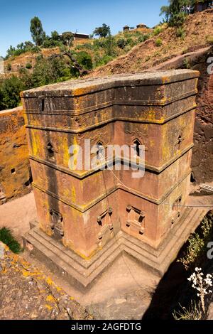 Äthiopien, Amhara-region, Lalibela, Wette Giyorgis, St George's Lailibela ist nur aufgedeckt Fels gehauene Kirche Stockfoto