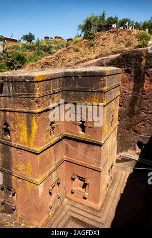 Äthiopien, Amhara-region, Lalibela, Wette Giyorgis, St George's Lailibela ist nur aufgedeckt Fels gehauene Kirche Stockfoto