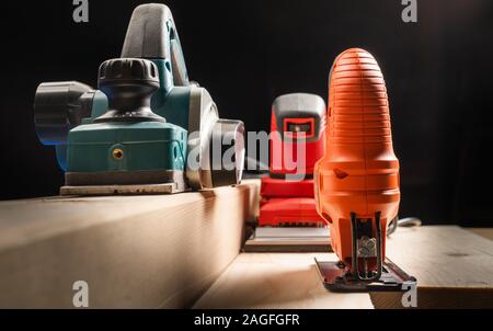 Electric Tool. Electric Schleifpapier, Stichsäge, Sander. Stockfoto