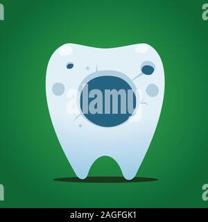 Zahn mit großen Löchern. Isolierte Vector Illustration Stock Vektor