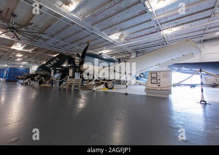 Charleston, South Carolina, USA, Novemner 2019, Grumman F6F Hellcat auf der USS Yorktown Stockfoto