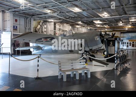 Charleston, South Carolina, USA, Novemner 2019, Grumman wildcat Auf der USS Yorktown Stockfoto