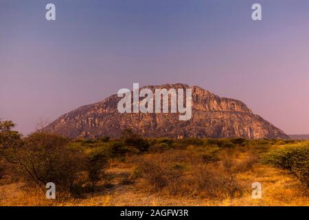 Tsodilo Hügel „Männerhügel“, Abendglühen, alte Felsmalereien, kalahari Wüste, Botsuana, Südafrika, Afrika Stockfoto