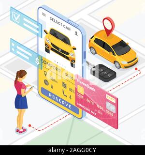 Car Sharing Service Konzept Stock Vektor