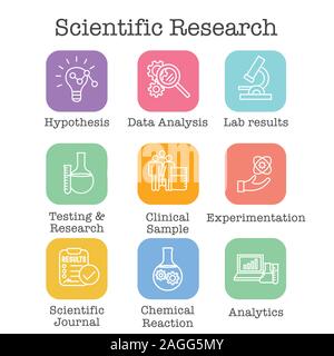 Wissenschaftliche Prozess Icon Set - Hypothese, Analyse, etc. Stock Vektor