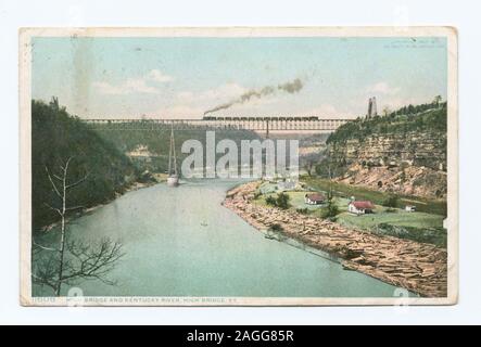 Postkarte Serie Artikelnummer: 11608 1907-1908. Erste Serie mit geteilten Rücken (für Nachricht und Adresse) ausschließlich.; Kentucky River, Hohe Brücke, Ky. Stockfoto