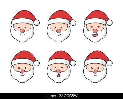 Santa claus Haupt gesetzt. Vector Illustration Stock Vektor