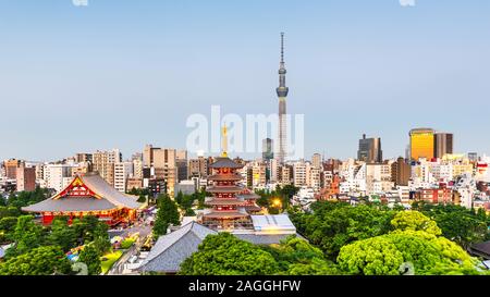 Tokio, Japan Skyline in Asakusa in der Abenddämmerung. Stockfoto