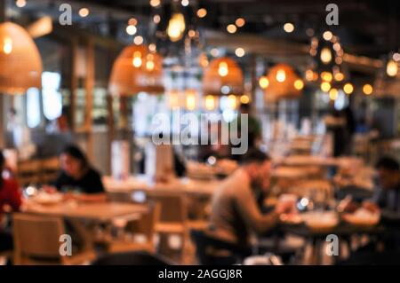 Verschwommen Café oder Restaurant innen Hintergrund. Stockfoto