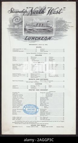 ILLUS, ZEICHNUNG DER DAMPFGARER IN RAHMEN; 1900-3904; Mittagessen [von] [nördlichen Steamship Company/GREAT NORTHERN RY LINE.] [at] an Bord der SS NORTH WEST (SS statt;) Stockfoto