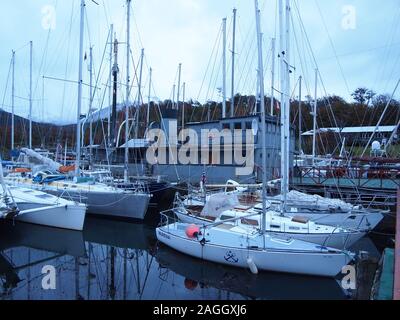 Micalvi (Puerto Williams, Chile), die Welten, die südlichste Yacht Club und Pub Stockfoto