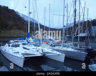 Micalvi (Puerto Williams, Chile), die Welten, die südlichste Yacht Club und Pub Stockfoto