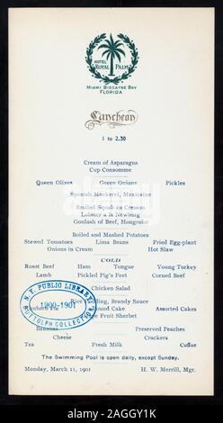 1901-0632; Mittagessen [von] Royal Palm Hotel[at]MIAMI Biscayne Bay, FLA. (HOTEL) Stockfoto