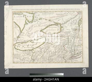 Auch die Seen Huron, Ontario, Erie und Umgebung. Erscheint in Atlante Antonio Zatta des novissimo. Zitat/Bezug: beschrieben in: Forschung Katalog der Karten von Nordamerika bis 1860 im William L. Clements Library. 1972, v.2, S. 530. In der linken oberen Ecke: Fogl. V. enthält. Nationale Stiftung für Geisteswissenschaften gewähren für den Zugang zu den frühen Karten der mittleren Atlantikküste. Relief bildlich dargestellt.; La Pensilvania, La Nuova York, il Jersey Settentrio [na le: con la parte occidentale del Connecticut, Massachusset-s-bay e l'Irochesia]. Stockfoto