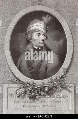 Tadeusz Kościuszko, 1746 - 1817. Polnisch-militärischen Ingenieurs. Ein nationaler Held von Polen. Stockfoto