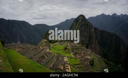 Panoramablick von Machu Picchu, Cusco Peru Stockfoto