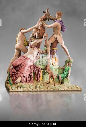 Farbe verion des 2. nachchristlichen Jahrhundert römischen Marmorskulptur als Farnese Stier von den Bädern von Caracalla, Rom, Sammlung Farnese, Museum bekannt Stockfoto