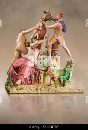 Farbe verion des 2. nachchristlichen Jahrhundert römischen Marmorskulptur als Farnese Stier von den Bädern von Caracalla, Rom, Sammlung Farnese, Museum bekannt Stockfoto