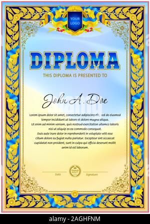 Leere Vorlage für Diplom. Design kann für Auszeichnungen oder andere offizielle Dokumente verwendet werden. Stock Vektor