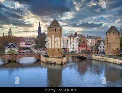 Ponts Couverts außerhalb La Petite France in Straßburg, Elsass, Frankreich, Europa Stockfoto