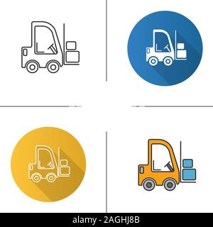 Gabelstapler Symbol. Gabel gehoben werden können. Flache Bauweise, lineare und Farbe Stile. Hubwagen. Isolierte Vektorgrafiken Stock Vektor