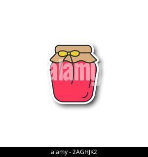 Strawberry Jam jar-Patch. Obst erhalten. Farbe Aufkleber. Vektor isoliert Abbildung Stock Vektor