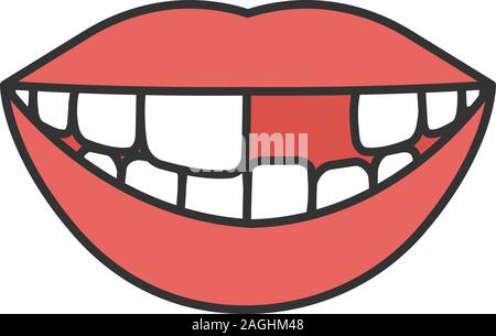 Lächeln mit den fehlenden Zahn Farbe Symbol. Isolierte Vector Illustration Stock Vektor