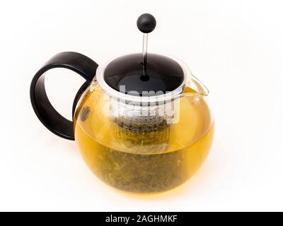 Modernes Glas Tee Wasserkocher oder Teekanne grüner Tee Stockfoto