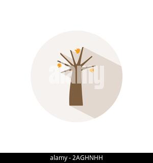Herbst Baum. Symbol mit Schatten auf einen beige Kreis. Fallen flach Vector Illustration Stock Vektor