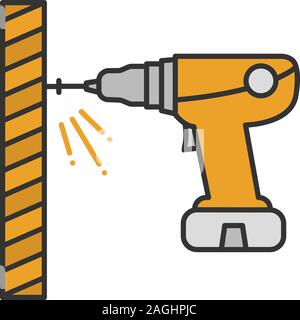 Tragbare elektrische Schraubendreher Farbe Symbol. Akku-bohrschrauber. Isolierte Vector Illustration Stock Vektor