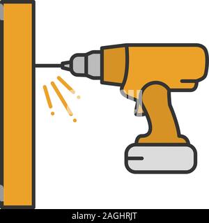 Akku-bohrschrauber Farbe Symbol. Tragbare elektrische Schraubendreher. Isolierte Vector Illustration Stock Vektor