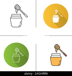 Honigtopf mit pendelarm Symbol. Flache Bauweise, lineare und Farbe Stile. Isolierte Vektorgrafiken Stock Vektor