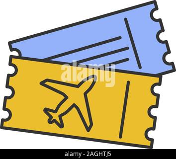 Flugtickets Farbe Symbol. Airline Bordkarte Dokumente. Isolierte Vector Illustration Stock Vektor