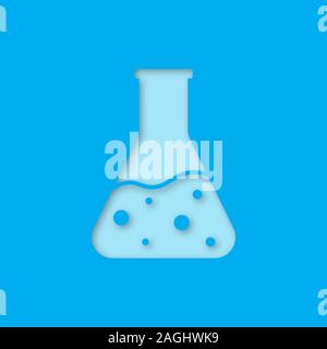 Labor Kolben Papier schneiden Sie Symbol. Chemische Becher. Vektor silhouette isoliert Abbildung Stock Vektor