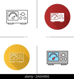 Tattoo Stromversorgung mit Voltmeter Symbol. Flache Bauweise, lineare und Farbe Stile. Isolierte Vektorgrafiken Stock Vektor