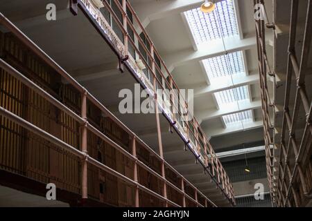 Cell Block von Alcatraz Gefängnis in San Francisco, Vereinigte Staaten von Amerika Stockfoto