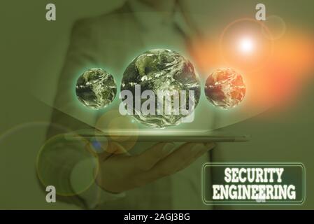Handschrift Text schreiben Security Engineering. Konzeptionelle Foto konzentrieren sich auf die Sicherheitsaspekte bei der Gestaltung von Systemen Elemente dieses Bild furnishe Stockfoto