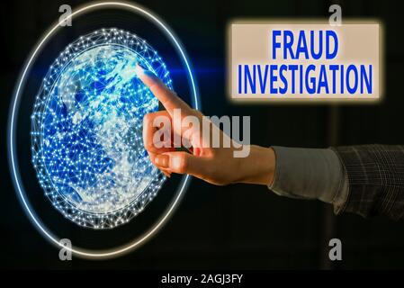 Text Zeichen zeigen Untersuchungen zur Betrugsbekämpfung. Business Foto präsentieren zu ermitteln, ob ein Betrug stattgefunden hat, Elemente dieses Bild furnishe Stockfoto