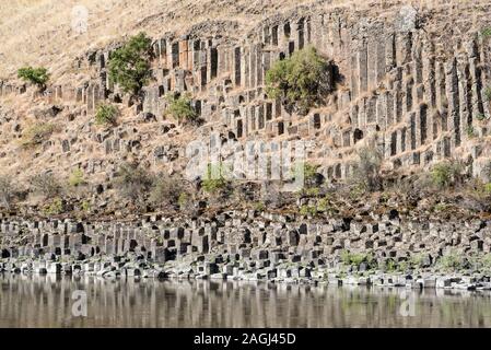 Basaltsäulen Formation entlang von Idaho unteren Salmon River. Stockfoto