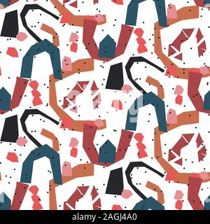 Hand abstract Stecklinge Formen nahtlose Muster gezeichnet. Blau Braun wiederholen Hintergrund für Verpackung, Textil- und print Design. Stock Vektor