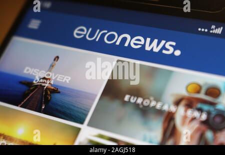 Euronews website auf Tablet Computer angezeigt Stockfoto