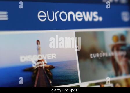Euronews website auf Tablet Computer angezeigt Stockfoto