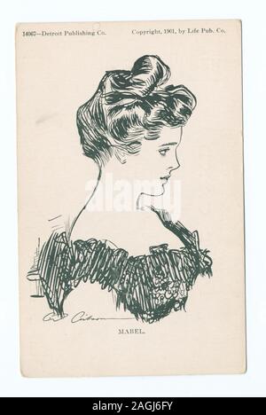 Postkarte Serie Nummer: 14067 1905+. Enthält das "Life"-Cartoon Serie.; Mabel, Leben Cartoons Stockfoto