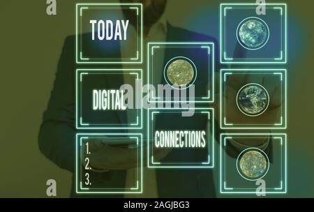 Handschrift Text schreiben digitale Anschlüsse. Konzeptionelle Foto der online Weise zu erkunden und bauen Beziehungen Elemente dieses Bild durch N eingerichtet Stockfoto