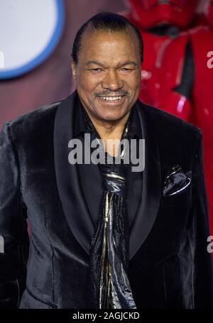 LONDON, ENGLAND - Dezember 18: Billy Dee Williams besucht die Europäische Premiere von 'Star Wars: Der Aufstieg der Skywalker" im Cineworld Leicester Square auf Stockfoto