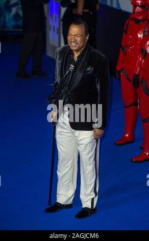 LONDON, ENGLAND - Dezember 18: Billy Dee Williams besucht die Europäische Premiere von 'Star Wars: Der Aufstieg der Skywalker" im Cineworld Leicester Square auf Stockfoto