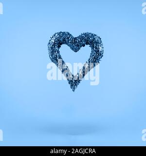 Glitter Herz auf klassischen blauen Hintergrund. Valentines Tag und liebe Konzept. Platz. Stockfoto